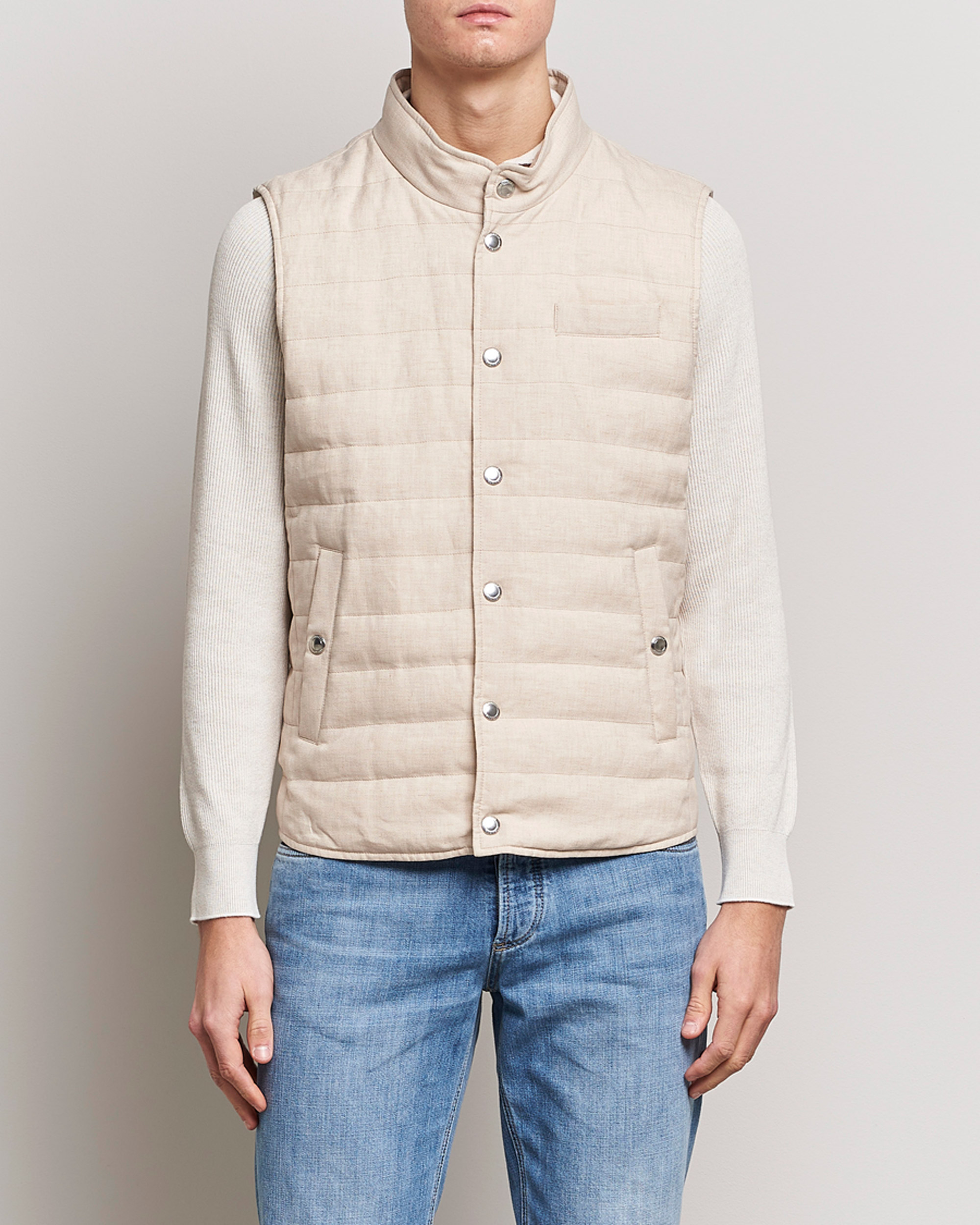 Homme | Gilets | Brunello Cucinelli | Cotton/Linen Gilet Light Beige