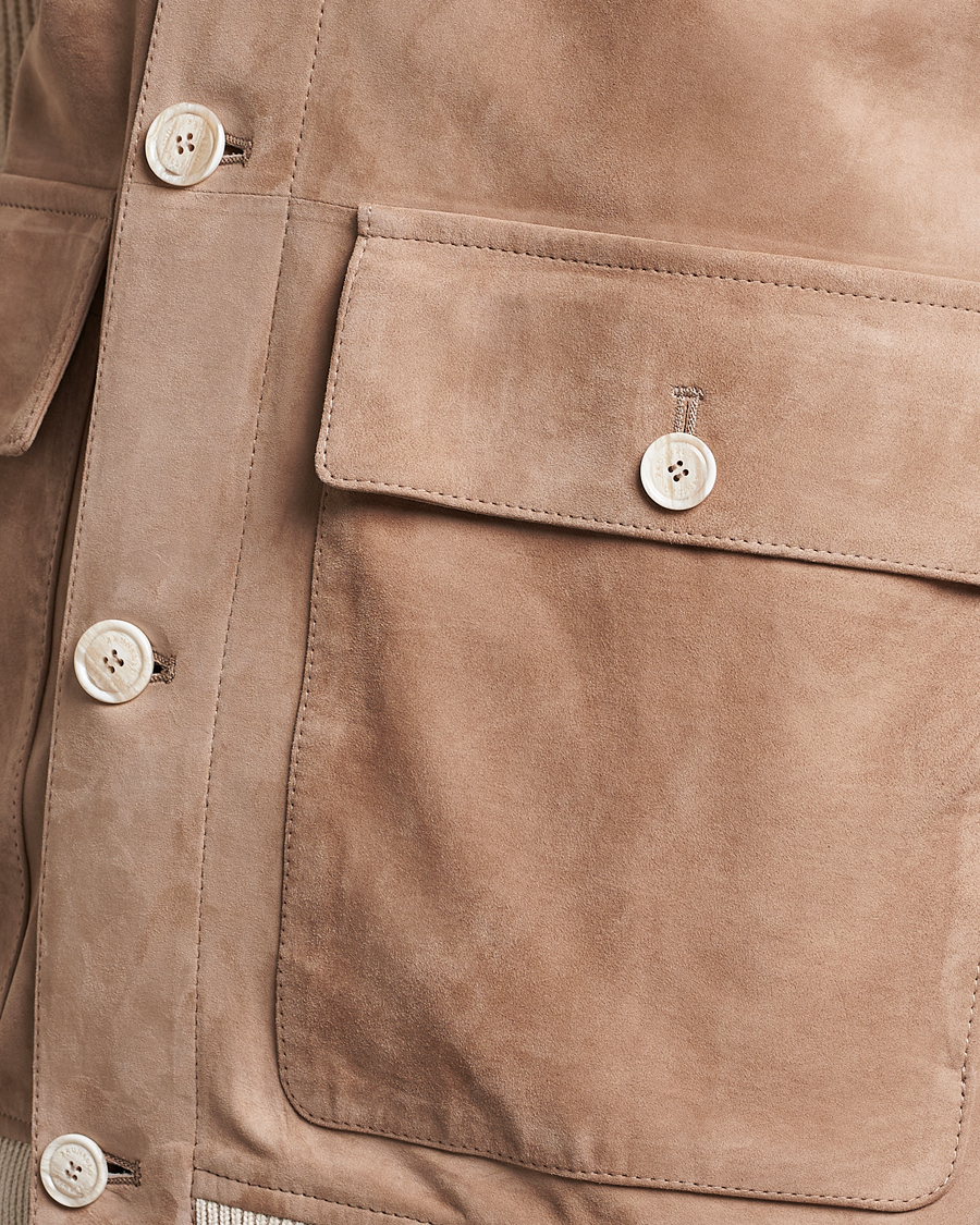 Homme | Manteaux Et Vestes | Brunello Cucinelli | Suede Knit Bomber Jacket Beige Suede