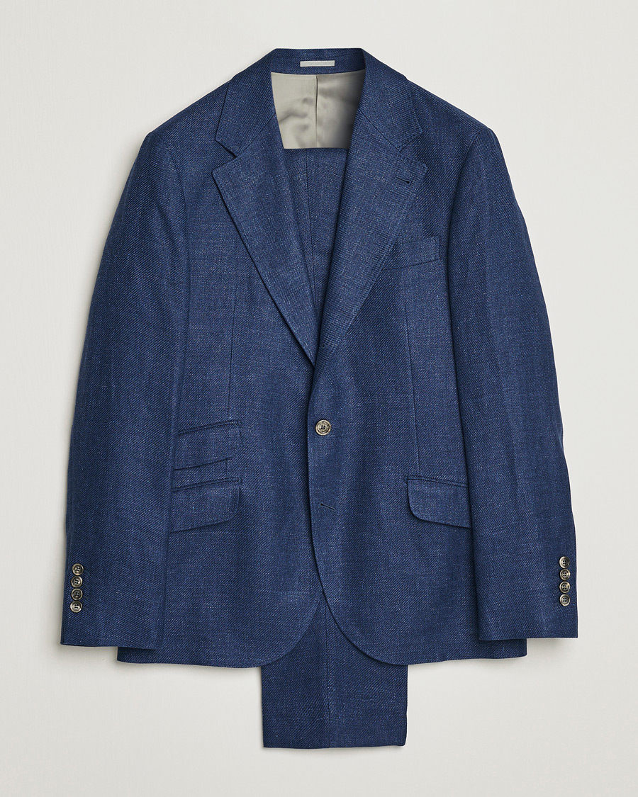 Homme | Costumes | Brunello Cucinelli | Linen/Silk Suit Royal Blue