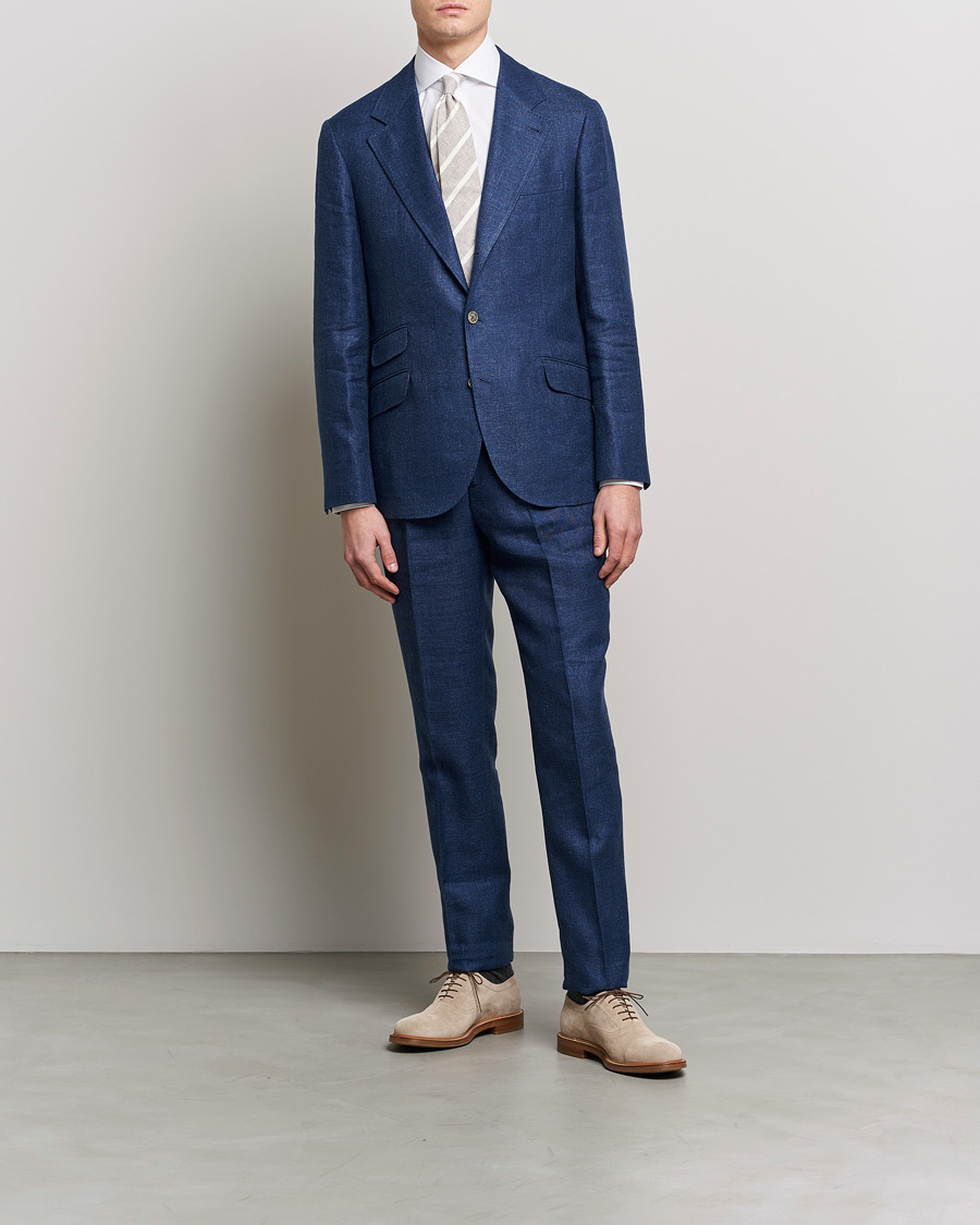 Homme | Costumes | Brunello Cucinelli | Linen/Silk Suit Royal Blue