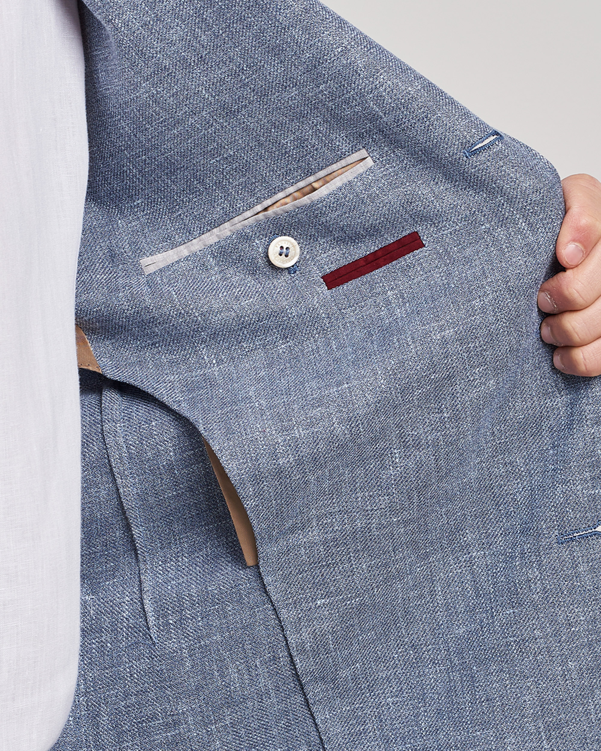 Homme | Blazers | Brunello Cucinelli | Micro Chevron Linen Blazer Indigo Blue