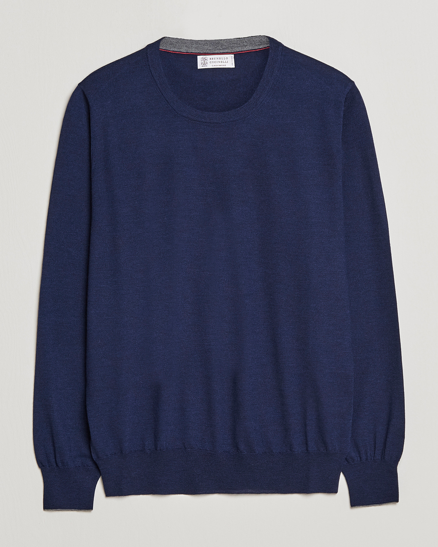 Homme | Pulls Et Tricots | Brunello Cucinelli | Cashmere/Wool Crew Neck Sweater Navy