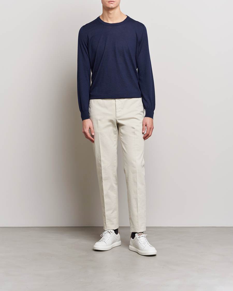 Homme | Pulls Et Tricots | Brunello Cucinelli | Cashmere/Wool Crew Neck Sweater Navy