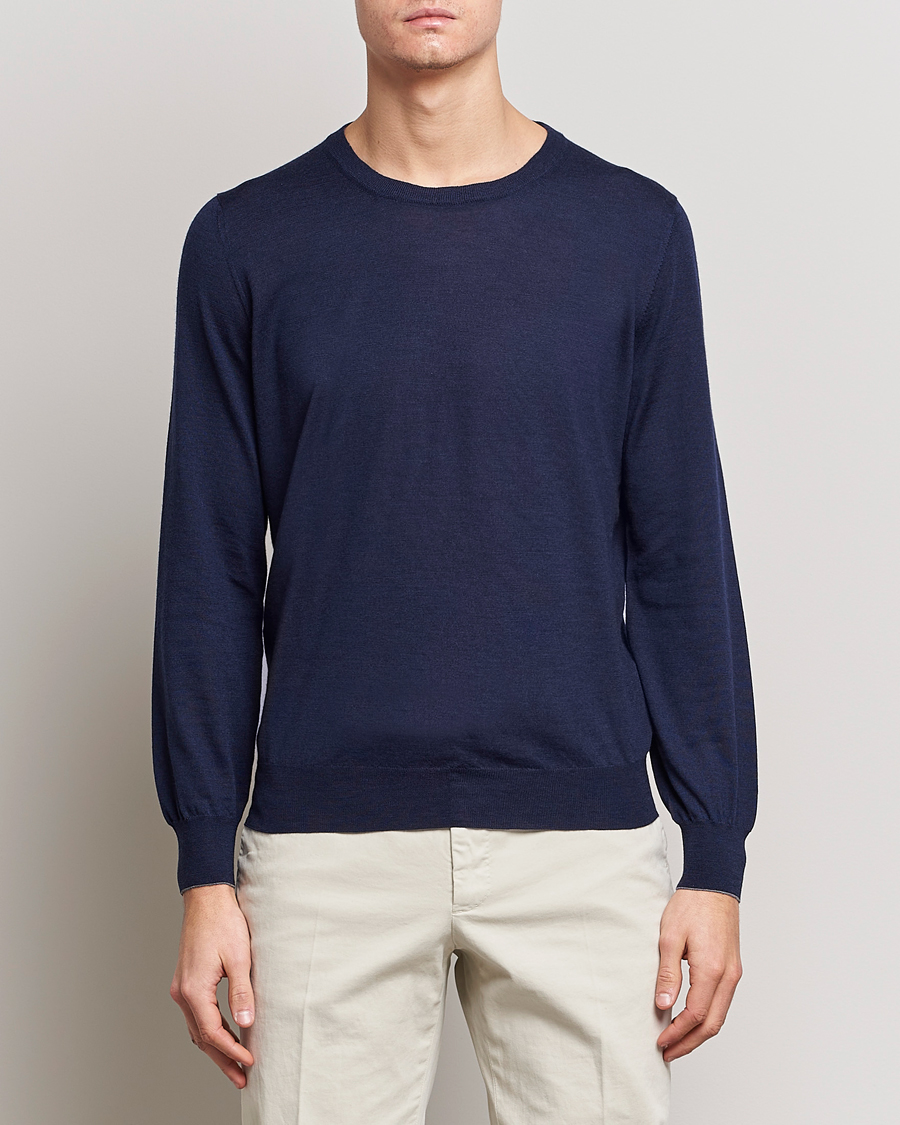 Homme | Pulls Et Tricots | Brunello Cucinelli | Cashmere/Wool Crew Neck Sweater Navy