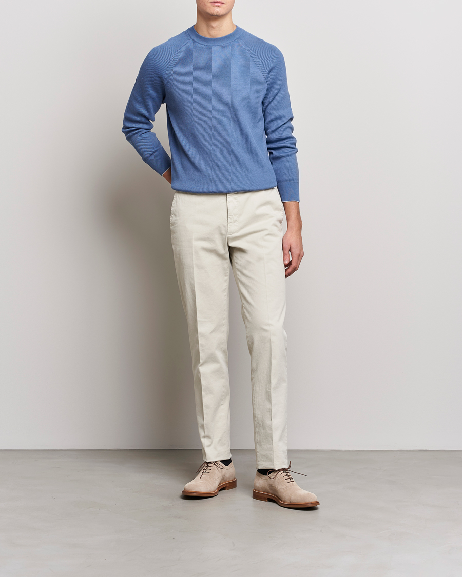 Homme | Pulls Et Tricots | Brunello Cucinelli | Rib Stitch Crew Neck Sweater Oxford Blue