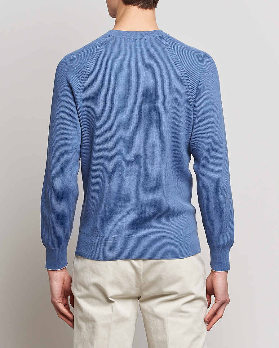Homme | Pulls Et Tricots | Brunello Cucinelli | Rib Stitch Crew Neck Sweater Oxford Blue