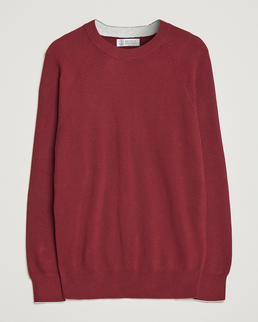 Homme | Pulls Et Tricots | Brunello Cucinelli | Rib Stitch Crew Neck Sweater Burgundy
