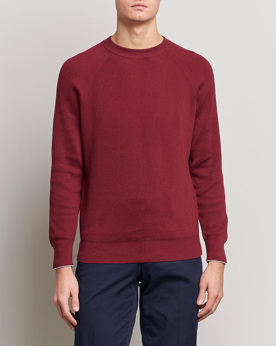 Homme | Pulls Et Tricots | Brunello Cucinelli | Rib Stitch Crew Neck Sweater Burgundy