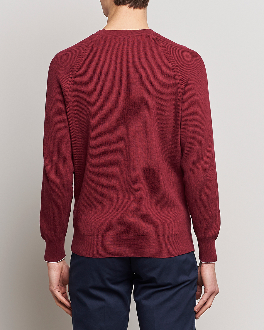 Homme | Pulls Et Tricots | Brunello Cucinelli | Rib Stitch Crew Neck Sweater Burgundy