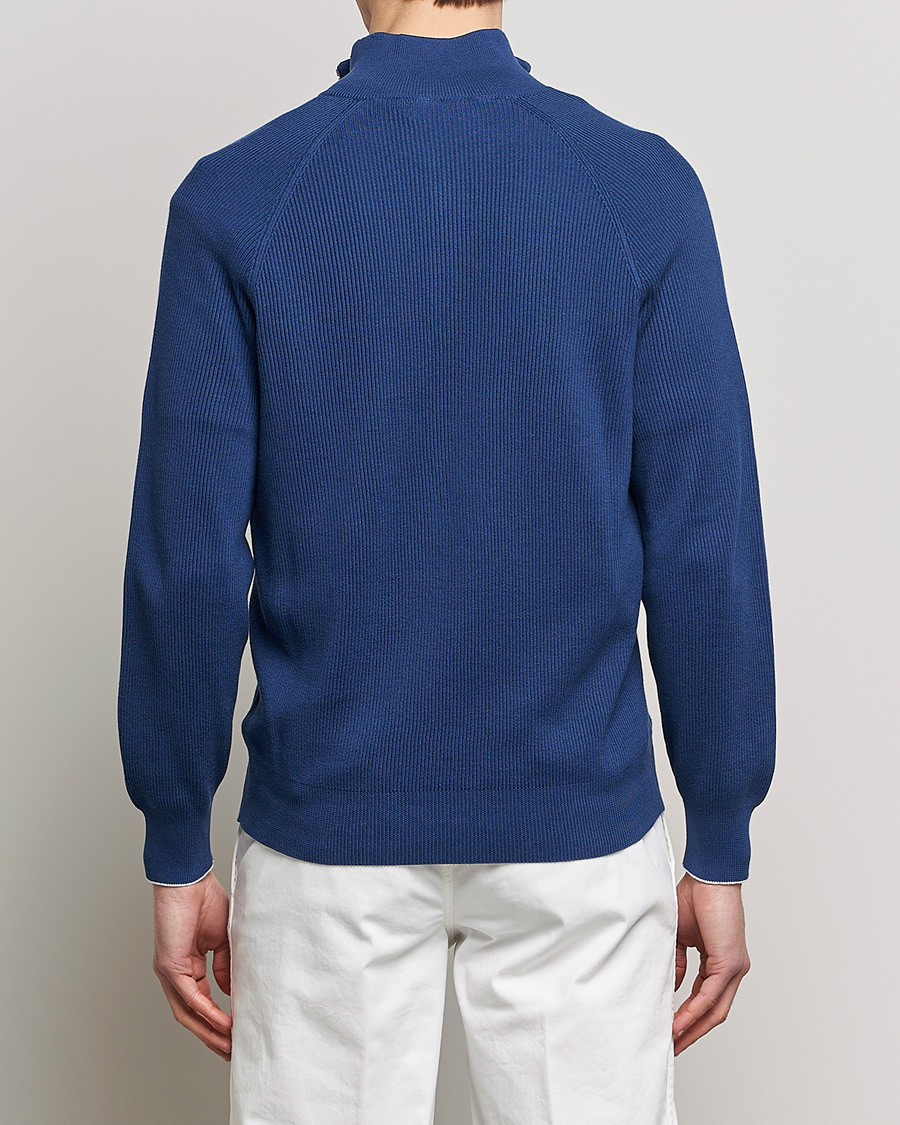 Homme | Pulls Et Tricots | Brunello Cucinelli | Rib Stitch Half Zip Ocean Blue