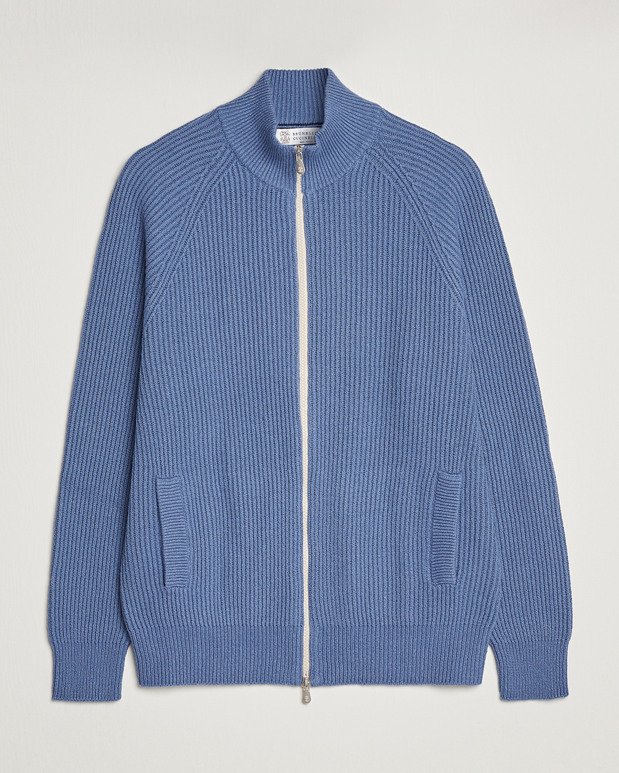 Homme | Pulls Et Tricots | Brunello Cucinelli | Heavy Zip Sweater Oxford Blue