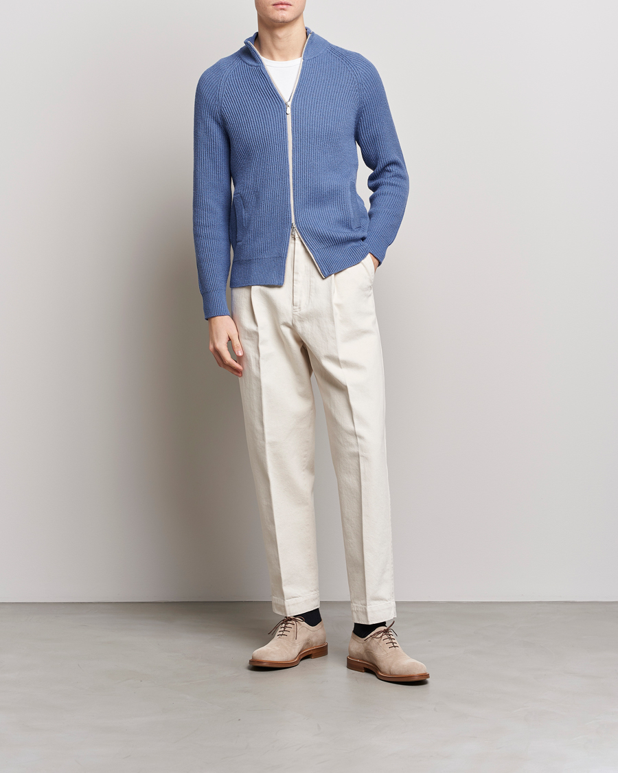 Homme | Pulls Et Tricots | Brunello Cucinelli | Heavy Zip Sweater Oxford Blue