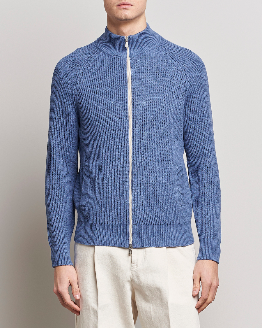Homme | Pulls Et Tricots | Brunello Cucinelli | Heavy Zip Sweater Oxford Blue