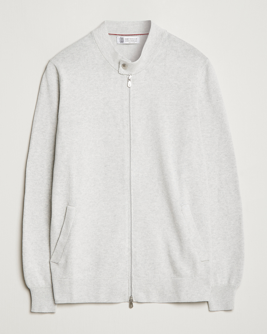Homme | Pulls Et Tricots | Brunello Cucinelli | Knitted Zip Blouson Pearl Grey