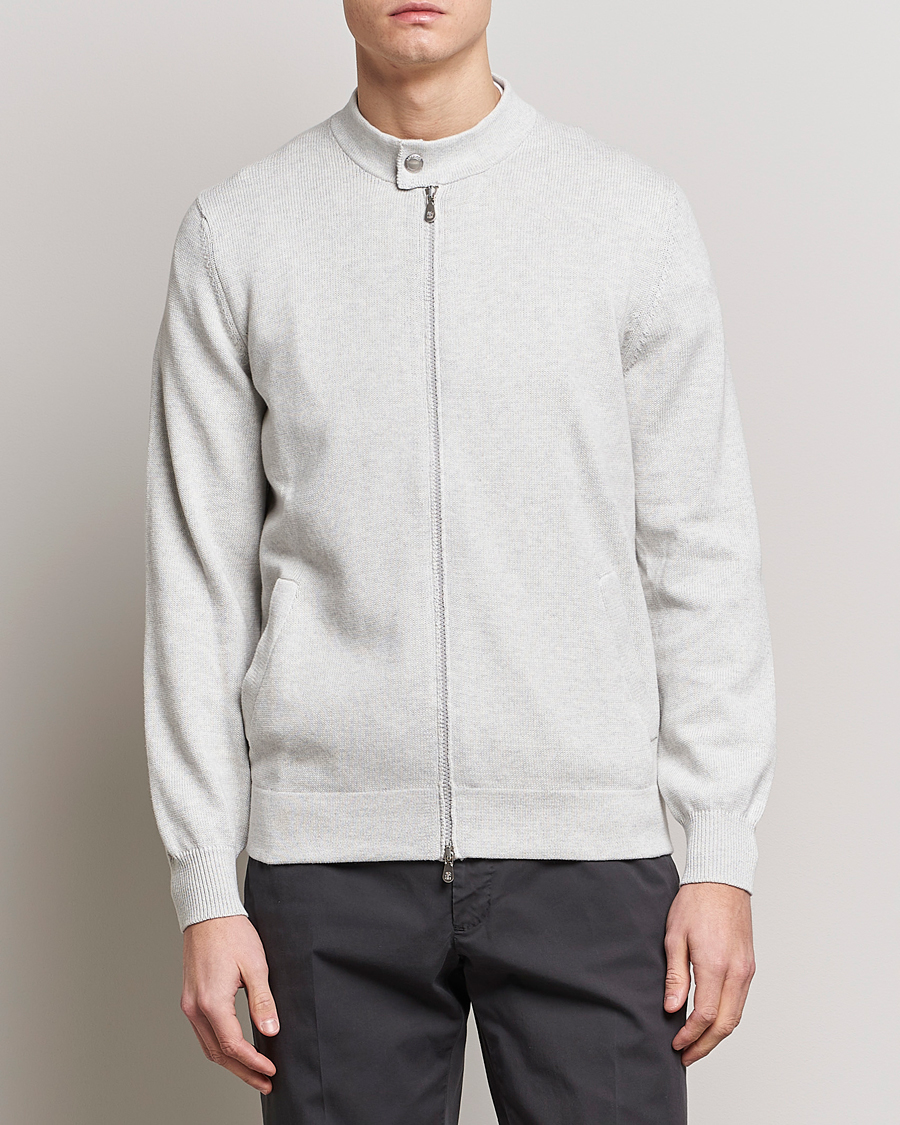 Homme | Pulls Et Tricots | Brunello Cucinelli | Knitted Zip Blouson Pearl Grey