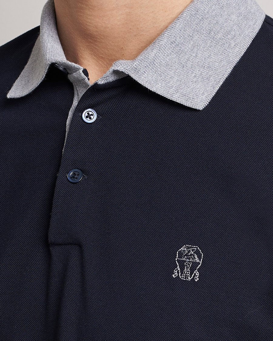 Homme | Polos | Brunello Cucinelli | Short Sleeve Polo Piquet Navy