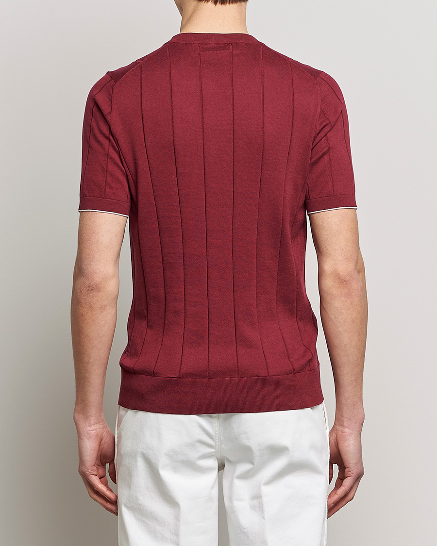 Homme | T-shirts | Brunello Cucinelli | Rib Knitted T-Shirt Burgundy
