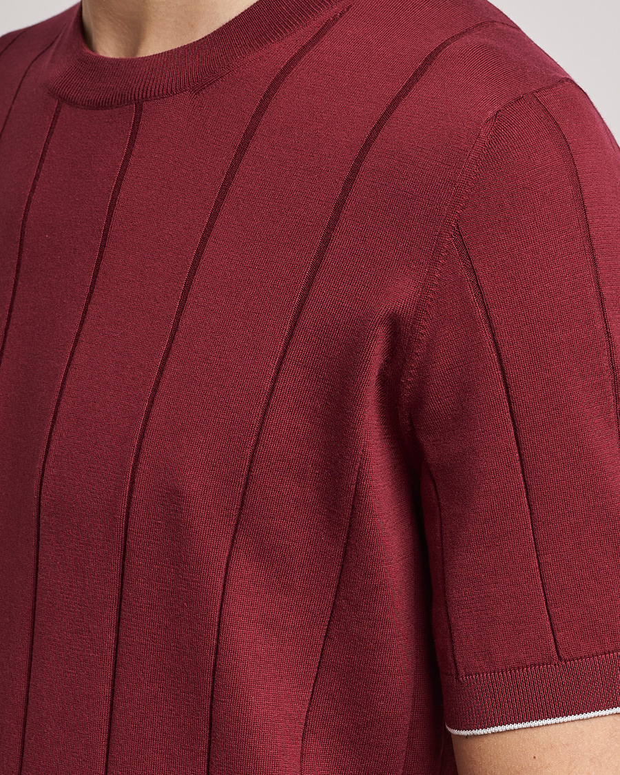 Homme | T-shirts | Brunello Cucinelli | Rib Knitted T-Shirt Burgundy
