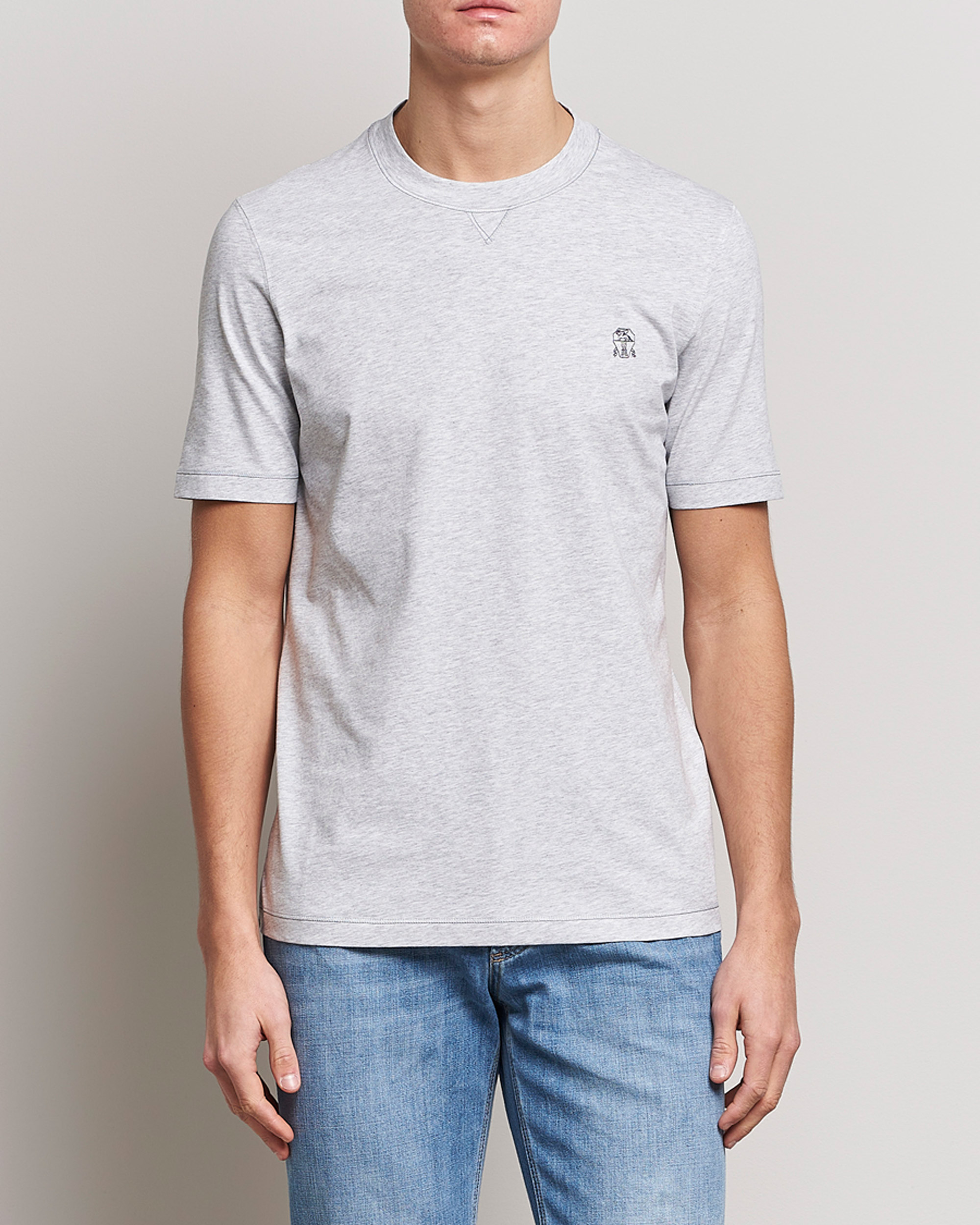 Homme | T-shirts | Brunello Cucinelli | Short Sleeve Logo T-shirt Light Grey