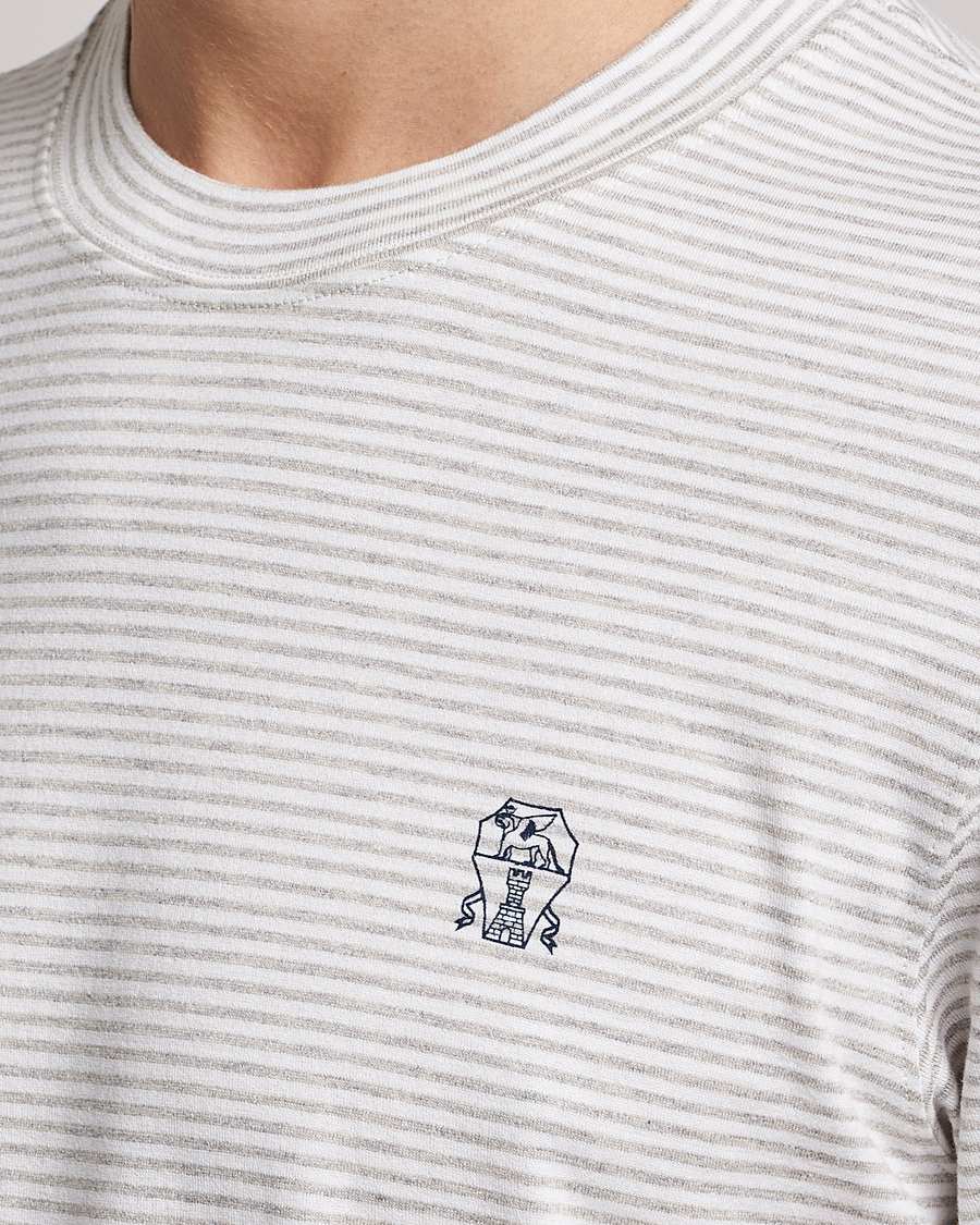 Homme | T-shirts | Brunello Cucinelli | Short Sleeve Striped T-Shirt Light Grey
