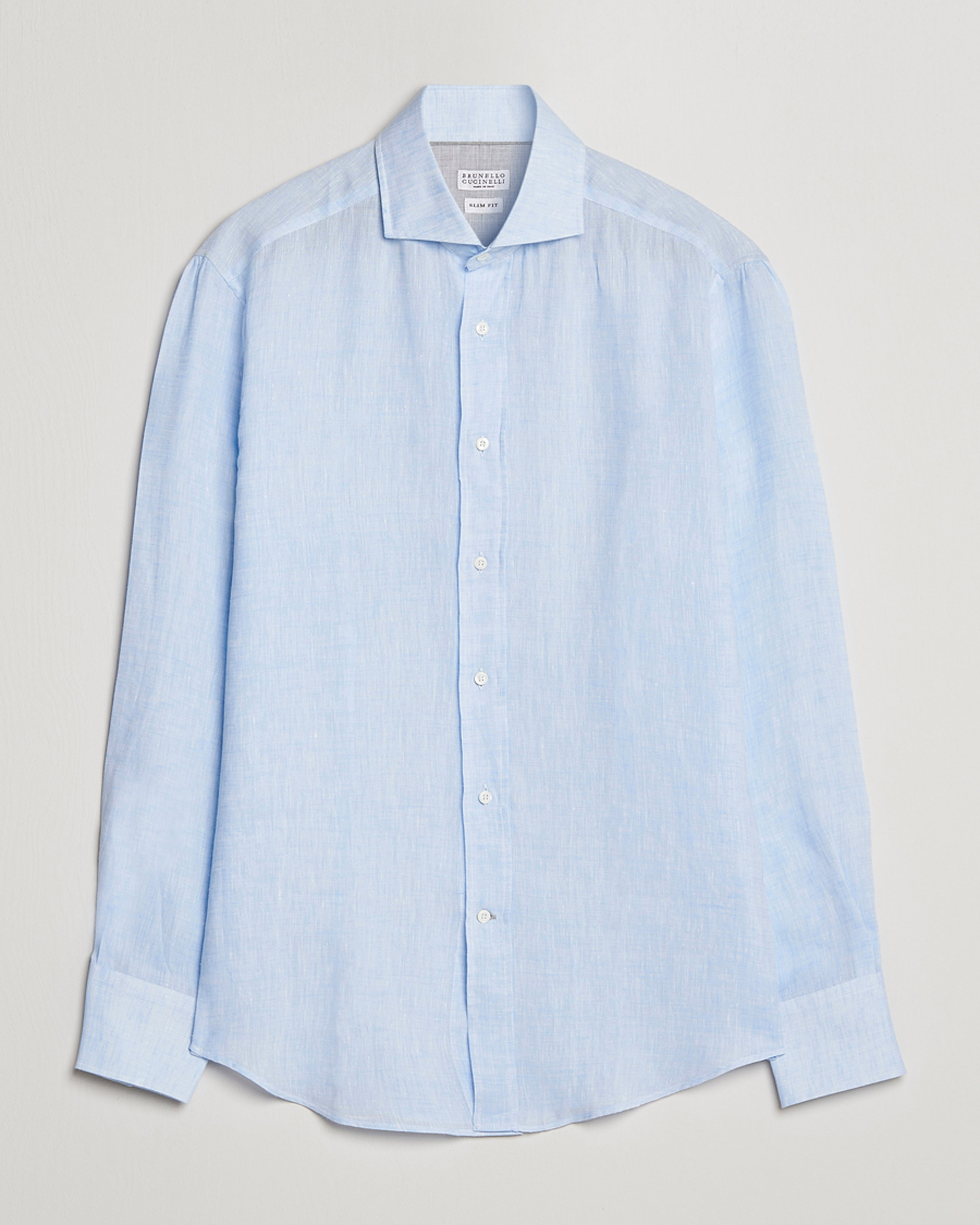 Homme | Chemises | Brunello Cucinelli | Slim Fit Linen Sport Shirt Light Blue