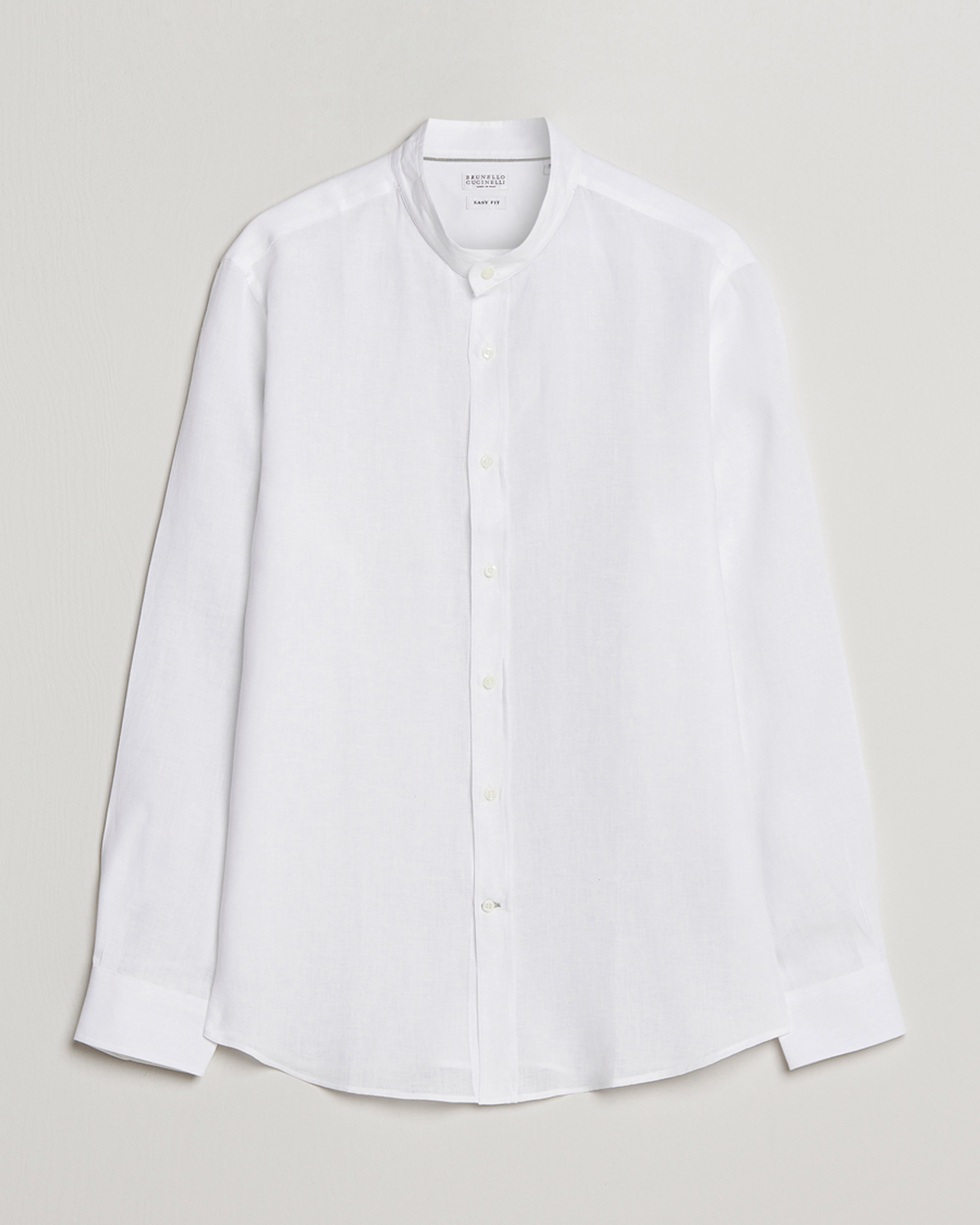 Homme | Chemises | Brunello Cucinelli | Linen Guru Collar Shirt White