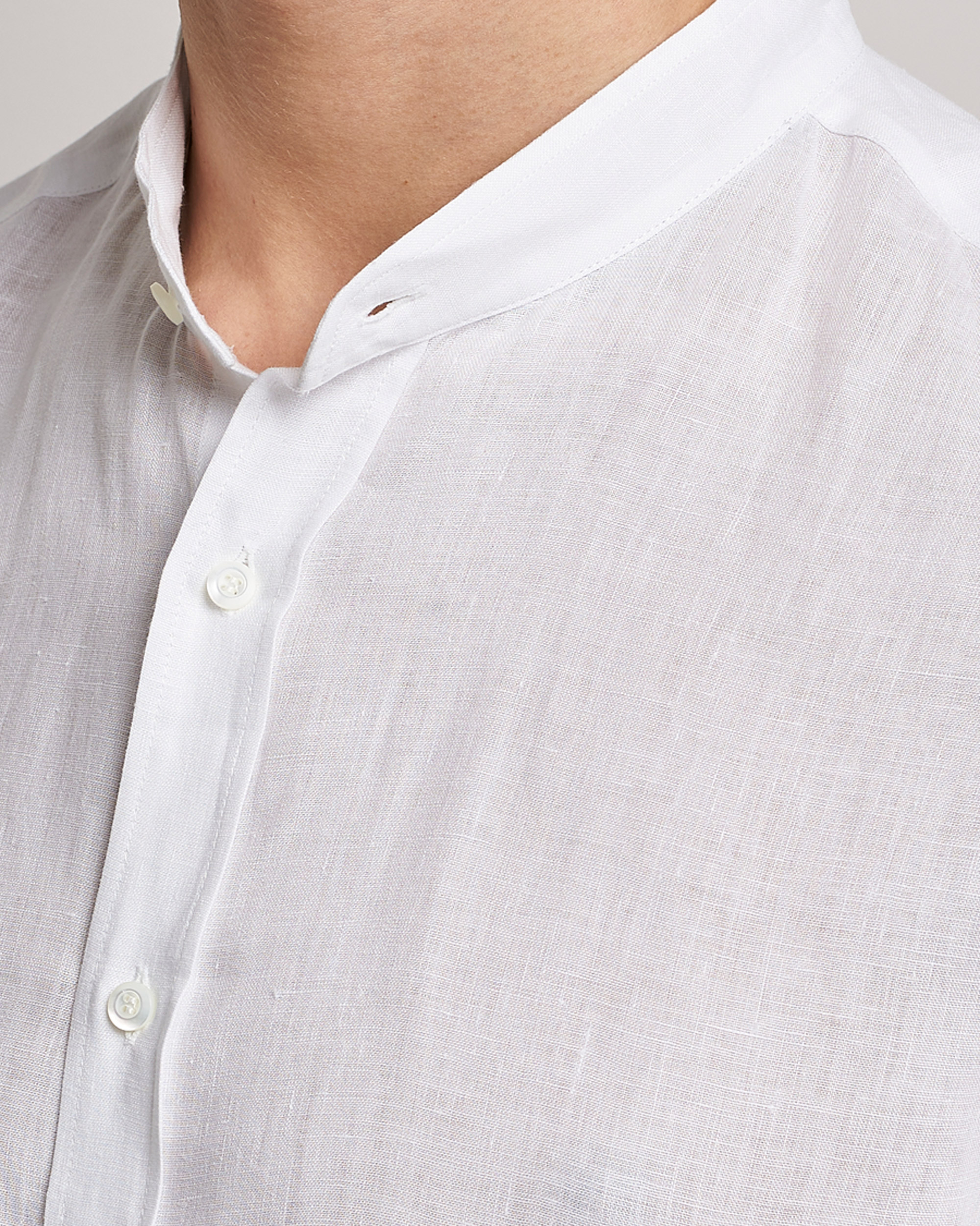 Homme | Chemises | Brunello Cucinelli | Linen Guru Collar Shirt White