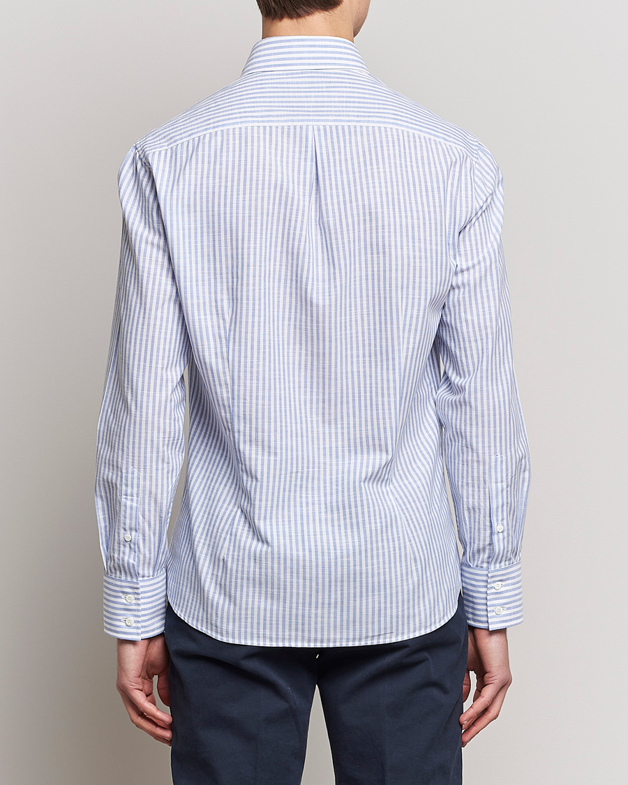 Homme | Chemises | Brunello Cucinelli | Slim Fit Linen Striped Shirt Light Blue