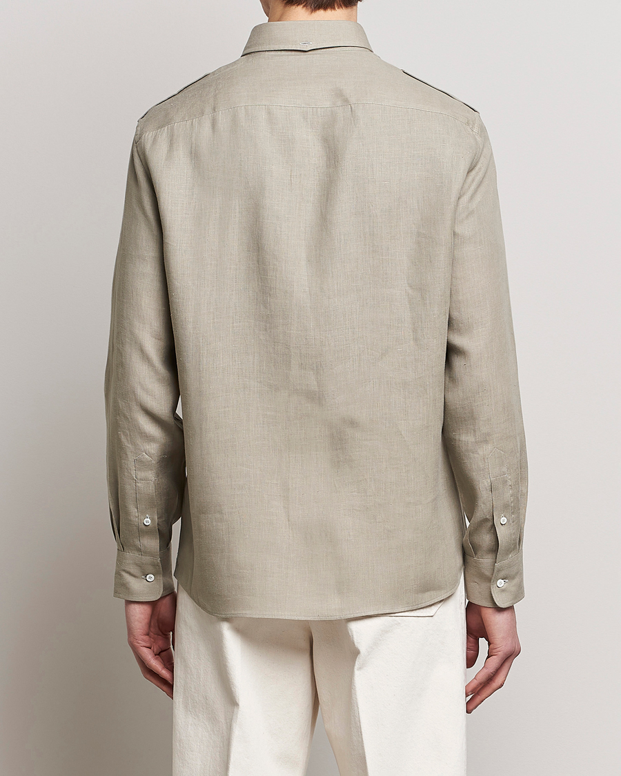 Homme | Chemises | Brunello Cucinelli | Linen Canapa Safari Shirt Olive