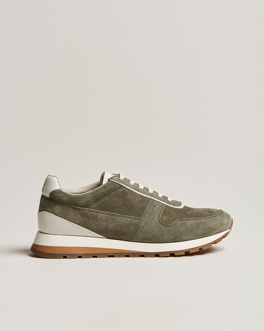 Homme | Brunello Cucinelli Perforated Running Sneakers Olive | Brunello Cucinelli | Perforated Running Sneakers Olive