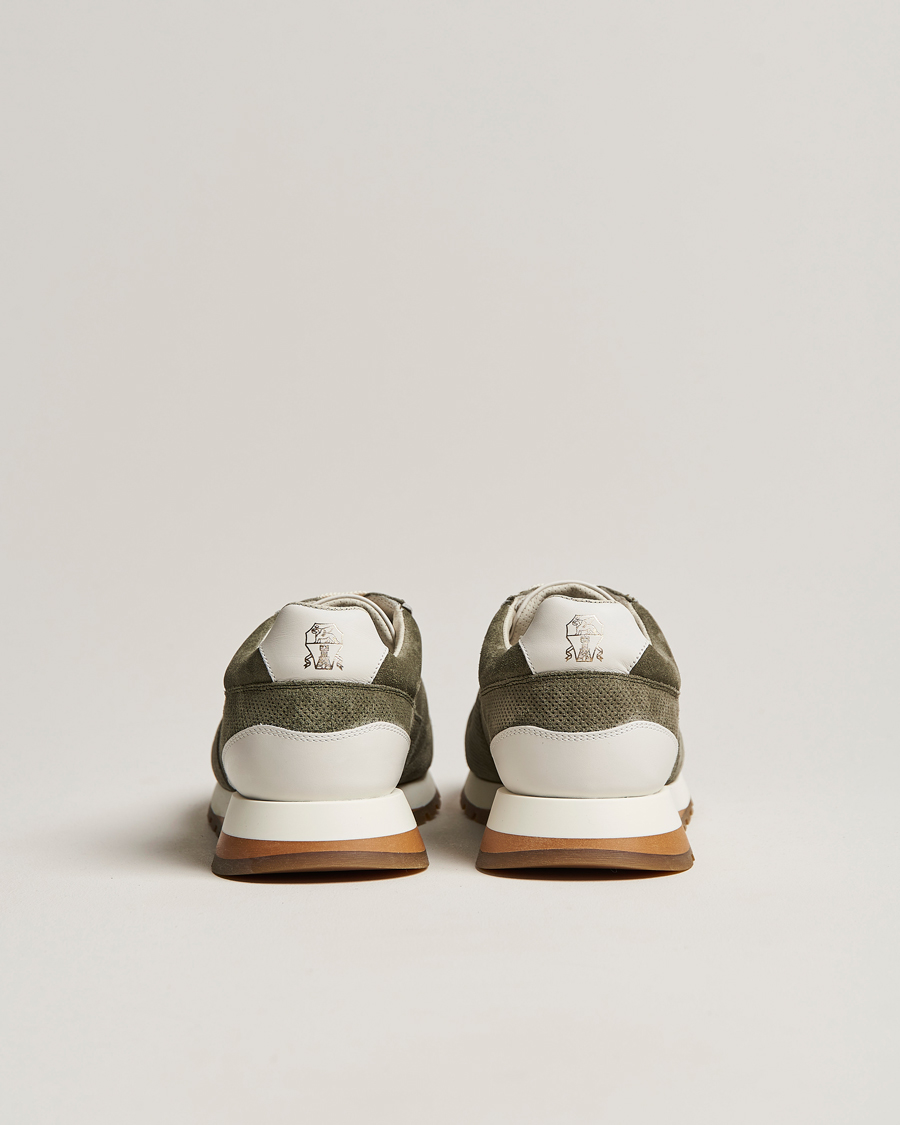 Homme | Brunello Cucinelli Perforated Running Sneakers Olive | Brunello Cucinelli | Perforated Running Sneakers Olive