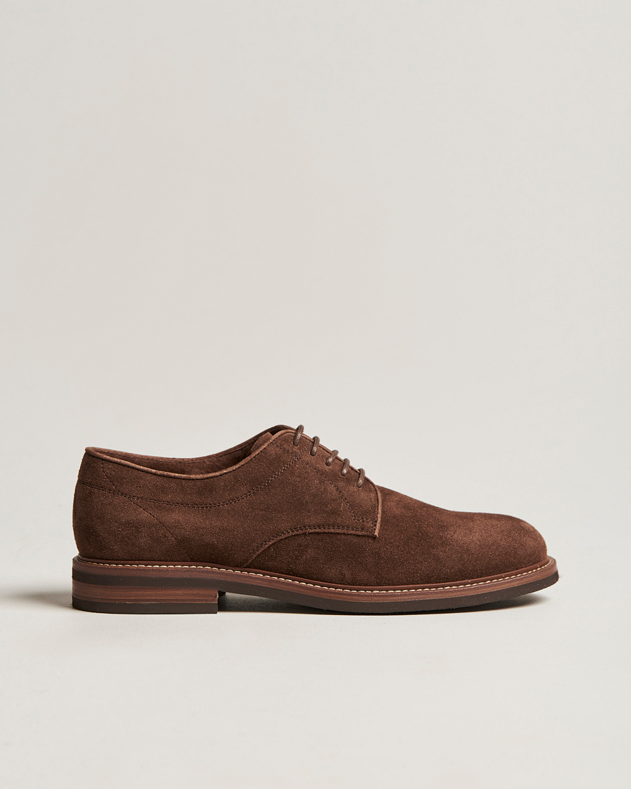 Homme | Brunello Cucinelli Plain Toe Derby Dark Brown Suede | Brunello Cucinelli | Plain Toe Derby Dark Brown Suede
