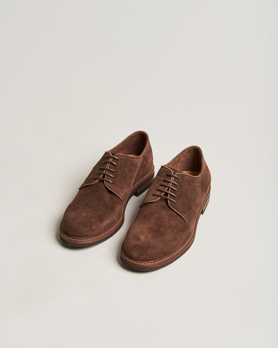Homme | Brunello Cucinelli Plain Toe Derby Dark Brown Suede | Brunello Cucinelli | Plain Toe Derby Dark Brown Suede