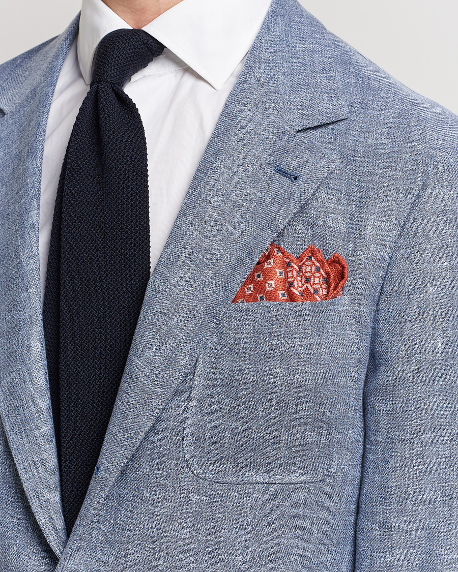 Homme | Brunello Cucinelli Silk Pocket Square Orange | Brunello Cucinelli | Silk Pocket Square Orange