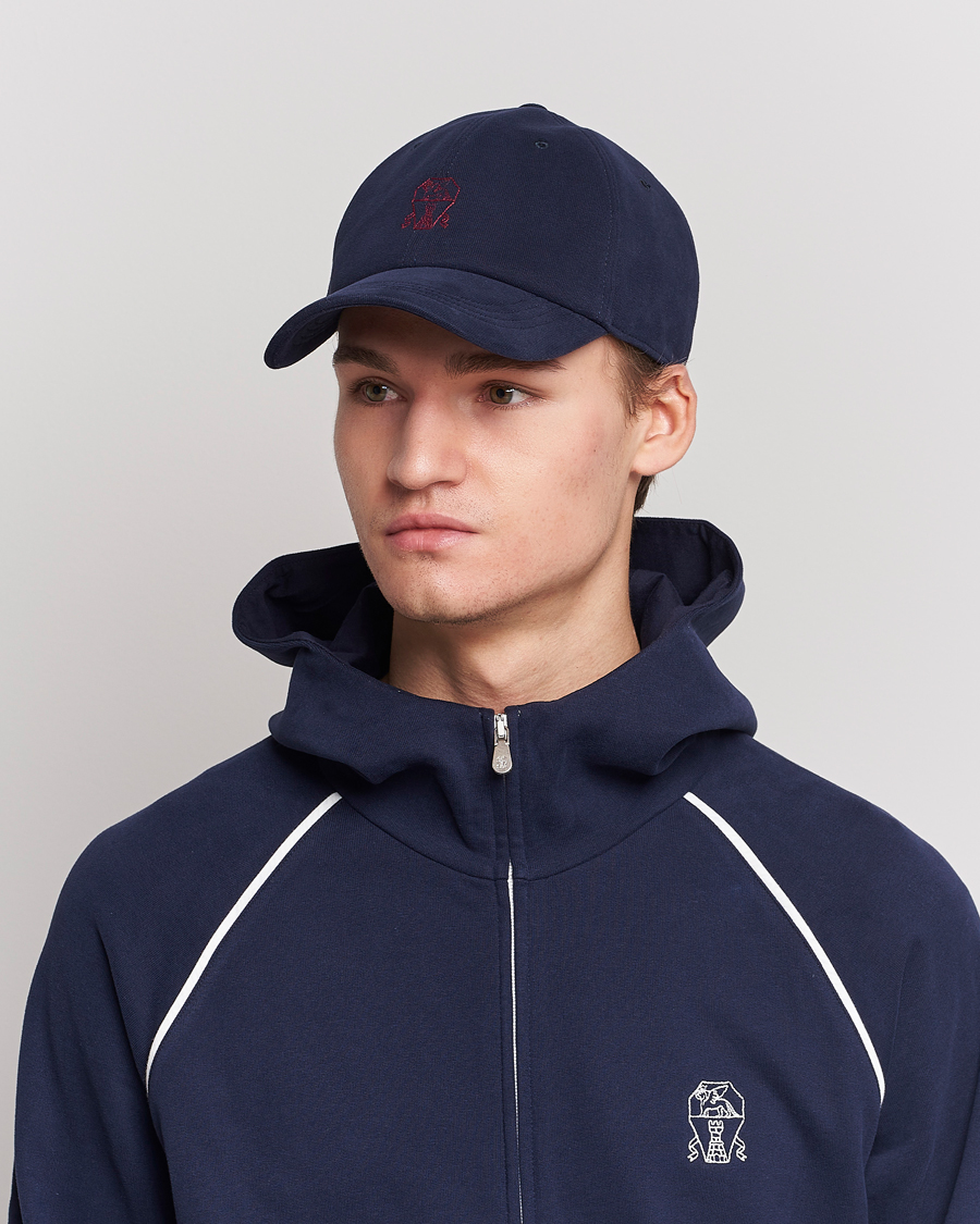 Homme | Brunello Cucinelli Peach Baseball Cap Navy | Brunello Cucinelli | Peach Baseball Cap Navy