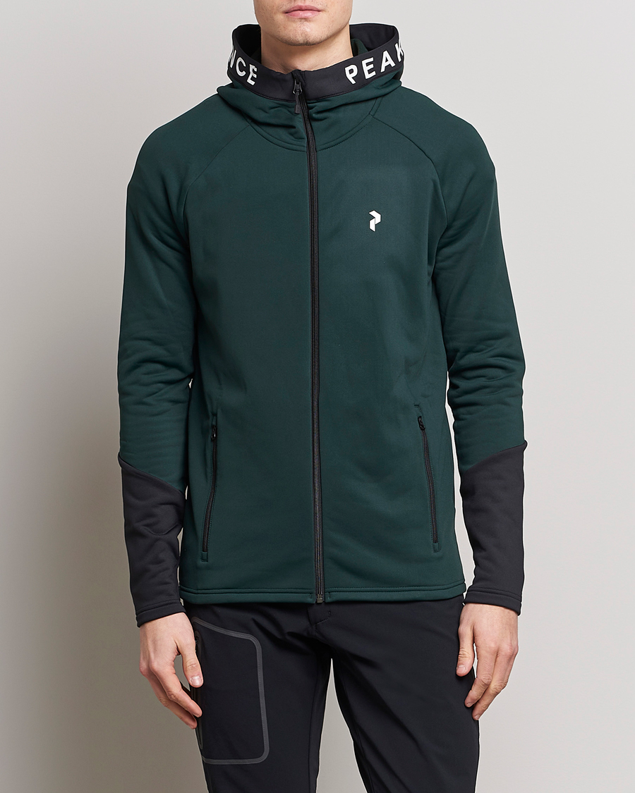Homme | Pulls Et Tricots | Peak Performance | Rider Zip Hood Fleece Scarab Green/Black