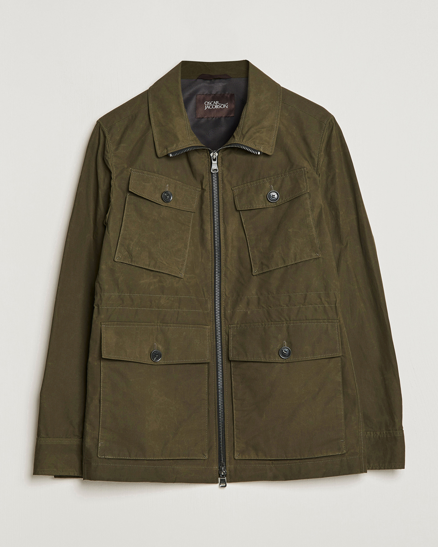 Homme | Manteaux Et Vestes | Oscar Jacobson | Balder Waxed Field Jacket Dark Green