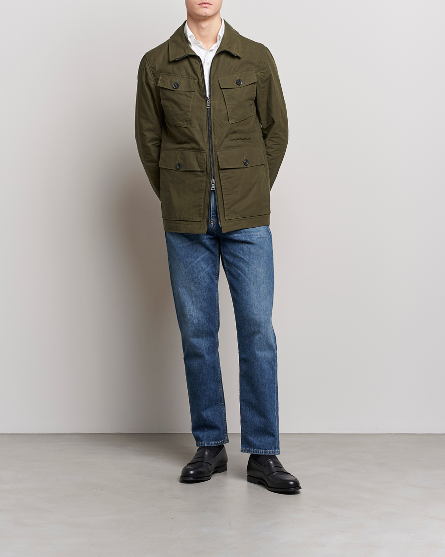 Homme | Manteaux Et Vestes | Oscar Jacobson | Balder Waxed Field Jacket Dark Green