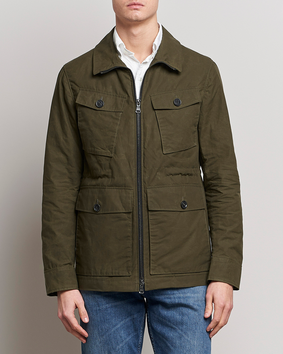 Homme | Manteaux Et Vestes | Oscar Jacobson | Balder Waxed Field Jacket Dark Green