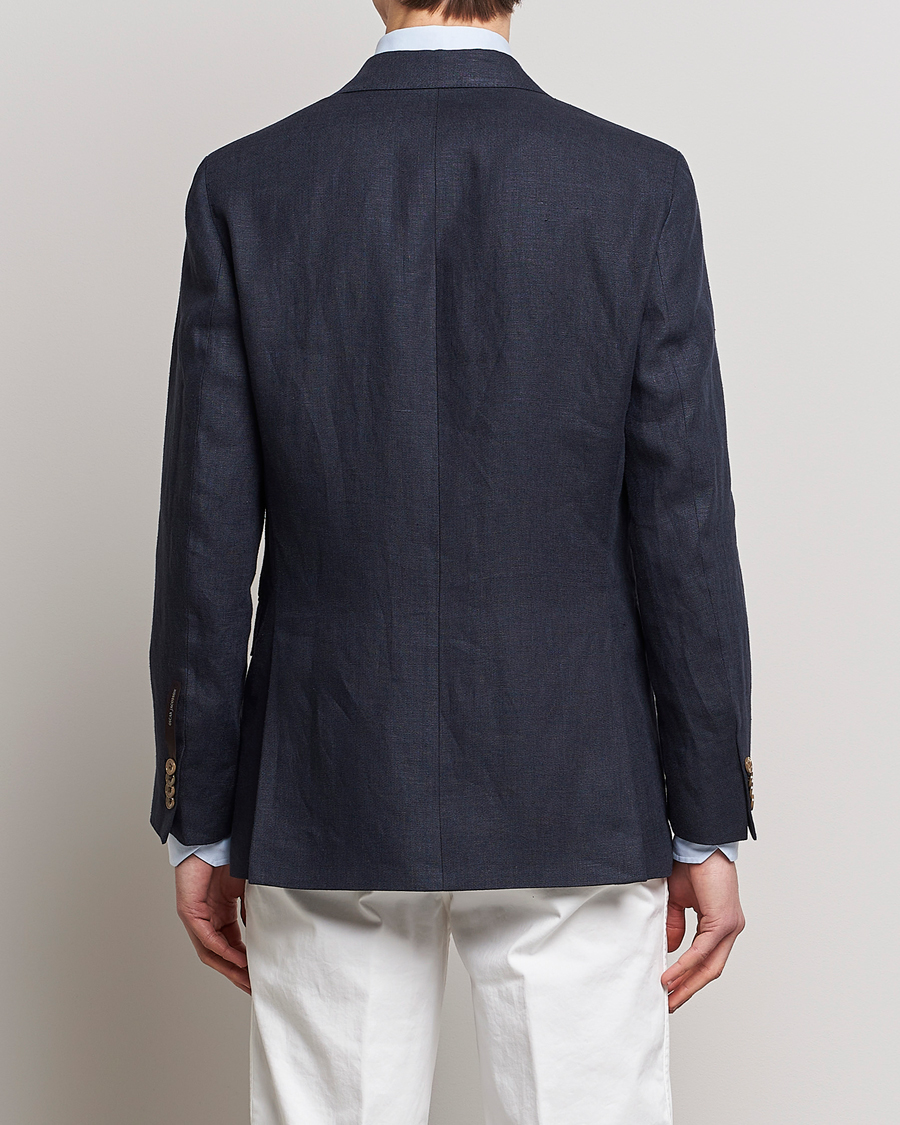 Homme | Blazers | Oscar Jacobson | Farris Double Breasted Linen Blazer Navy