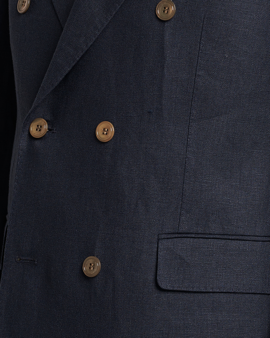 Homme | Blazers | Oscar Jacobson | Farris Double Breasted Linen Blazer Navy