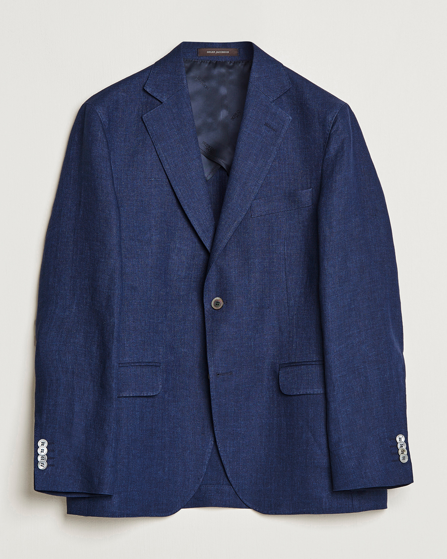 Homme | Blazers | Oscar Jacobson | Ferry Soft Linen Blazer Navy