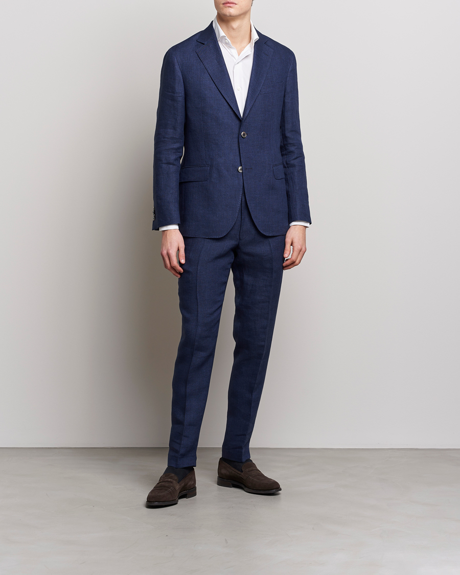 Homme | Blazers | Oscar Jacobson | Ferry Soft Linen Blazer Navy
