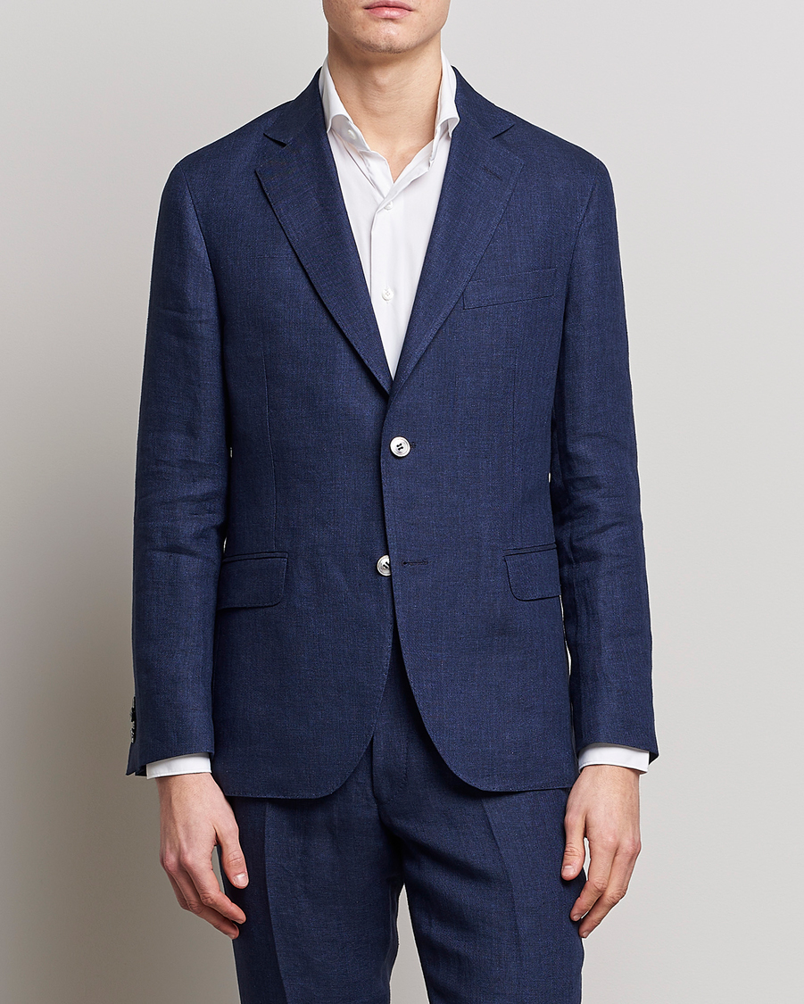 Homme | Blazers | Oscar Jacobson | Ferry Soft Linen Blazer Navy
