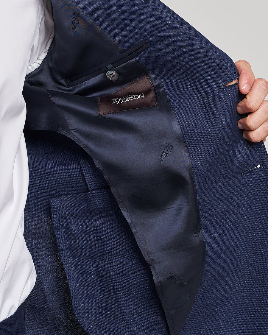 Homme | Blazers | Oscar Jacobson | Ferry Soft Linen Blazer Navy