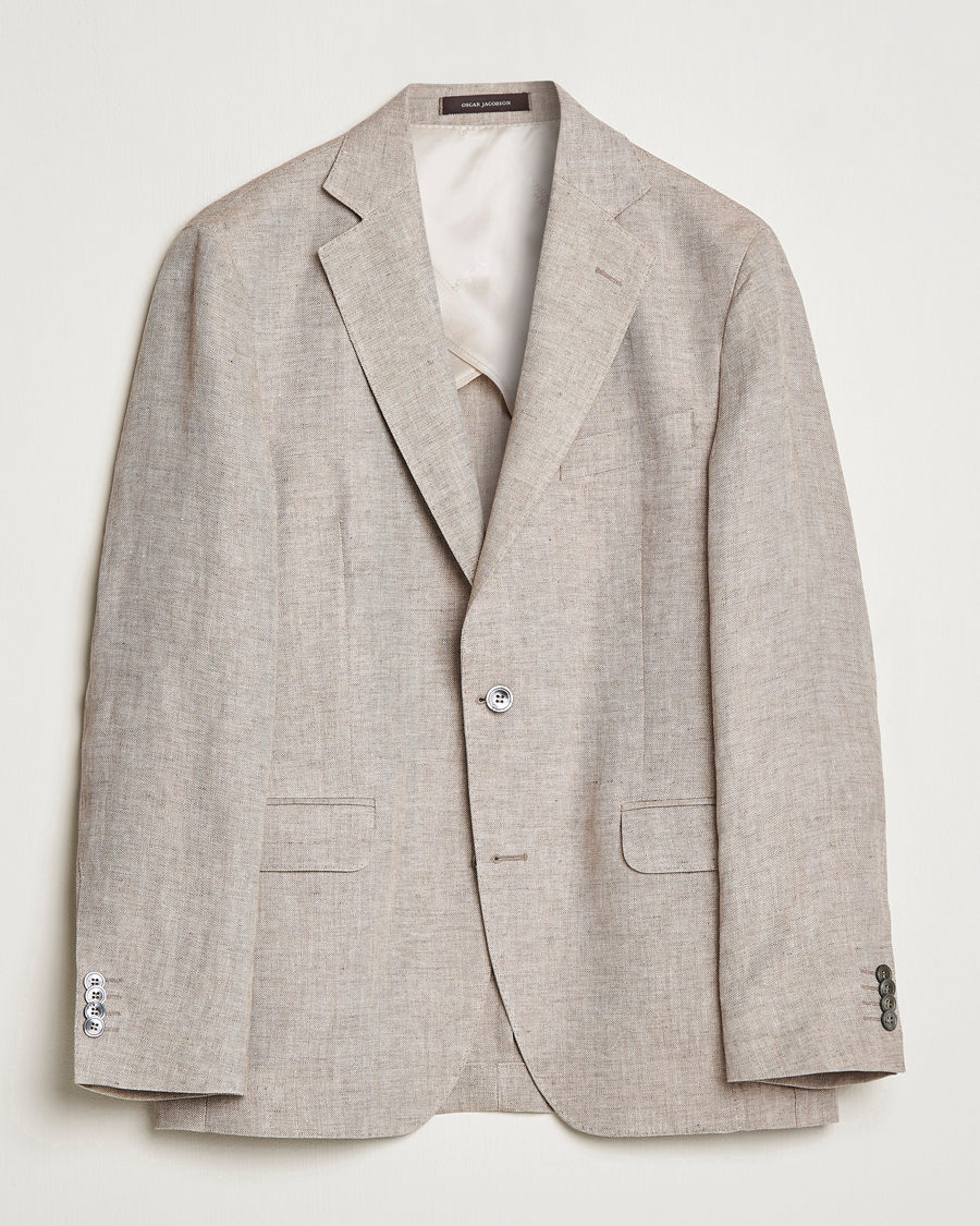 Homme | Blazers | Oscar Jacobson | Ferry Soft Linen Blazer Beige