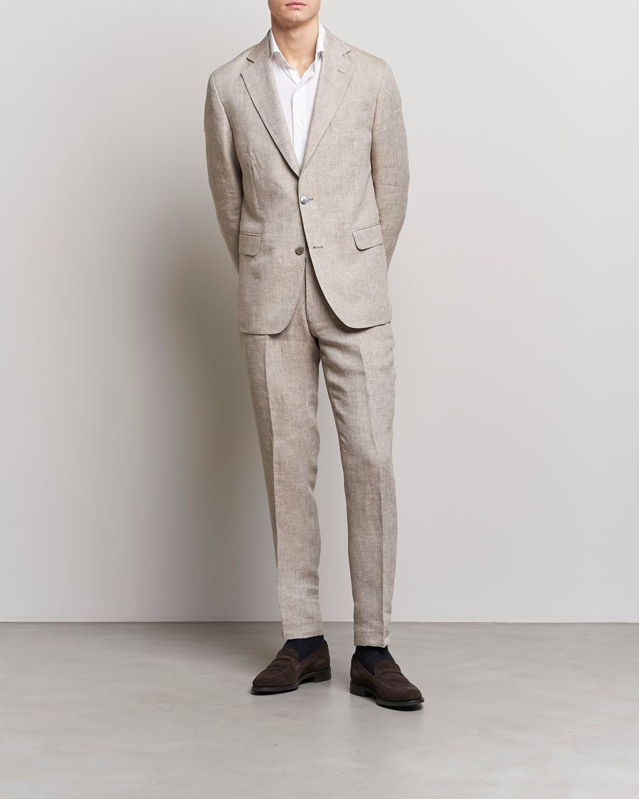 Homme | Blazers | Oscar Jacobson | Ferry Soft Linen Blazer Beige