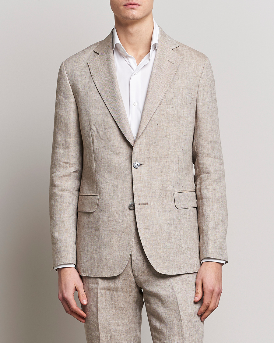 Homme | Blazers | Oscar Jacobson | Ferry Soft Linen Blazer Beige