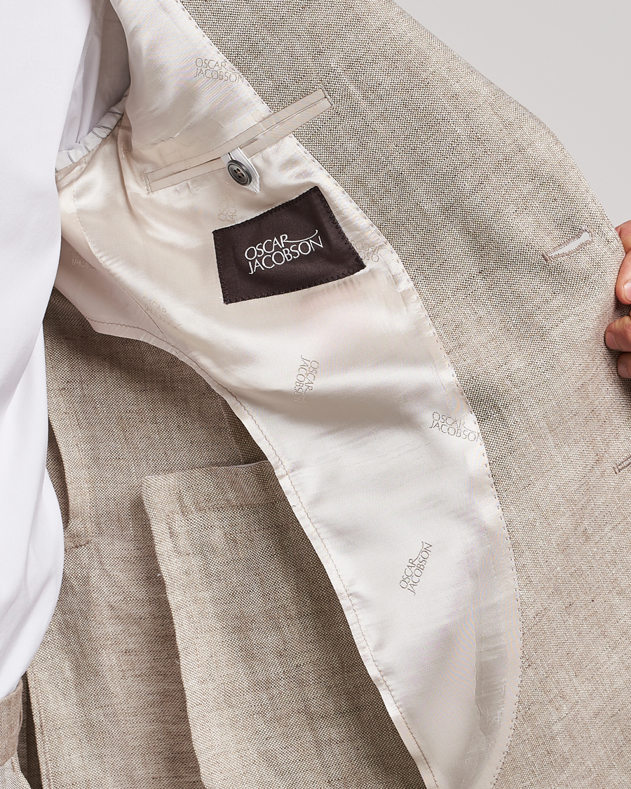 Homme | Blazers | Oscar Jacobson | Ferry Soft Linen Blazer Beige