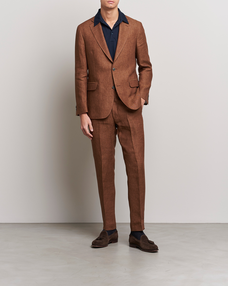 Homme | Blazers | Oscar Jacobson | Ferry Soft Linen Blazer Brown